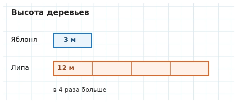 Схема высоты яблони и липы