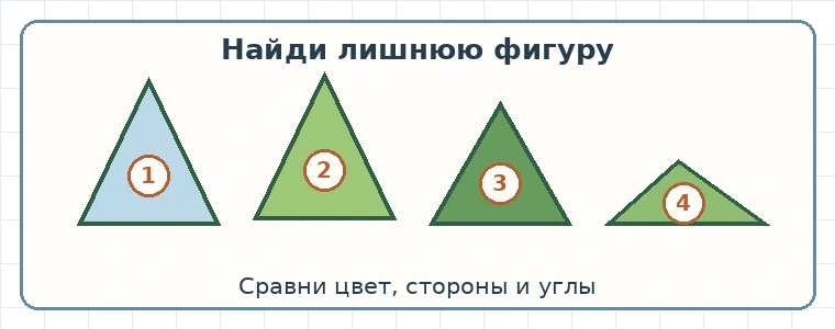 Четыре пронумерованных треугольника
