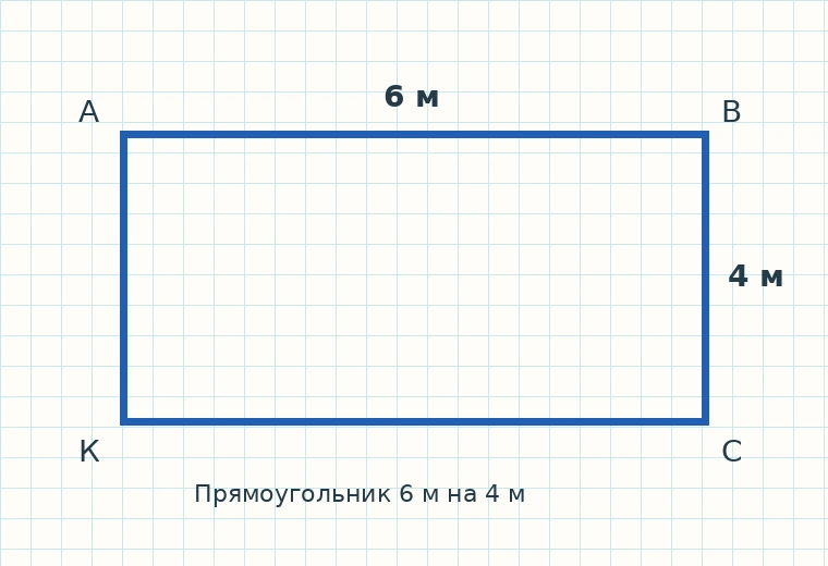 Прямоугольный коридор со сторонами 6 м и 4 м